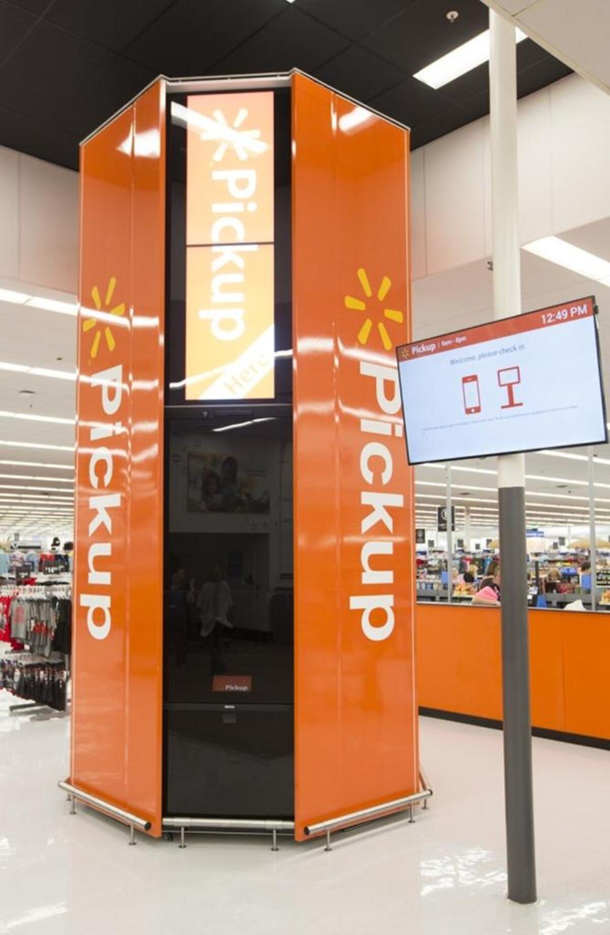 A picture of one of the pickup towers that are now available in hundreds of Walmarts across the country. The Wake Forest Walmart is the only store in the Triangle with a pickup tower.