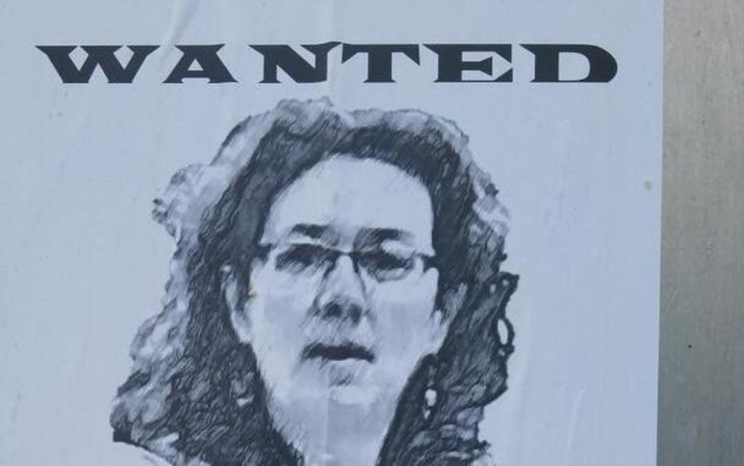 This is one of the posters that accuses County Commissioner Wendy Jacobs of “professional negligence,” contending the Durham County jail has cut visits leading up to the implementation of video visitation and is now charging for video visits.