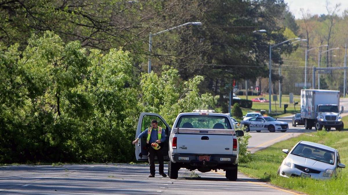 A downed tree lies across N.C. 55 just north of Cornwallis Road Thursday, April 6, 2017, blocking northbound traffic temporarily.  The Durham City Council and Community Safety department are considering having unarmed city workers assist police by responding to non-life threatening incidents, like impounding a vehicle, diverting traffic or note-taking at a crime scene.