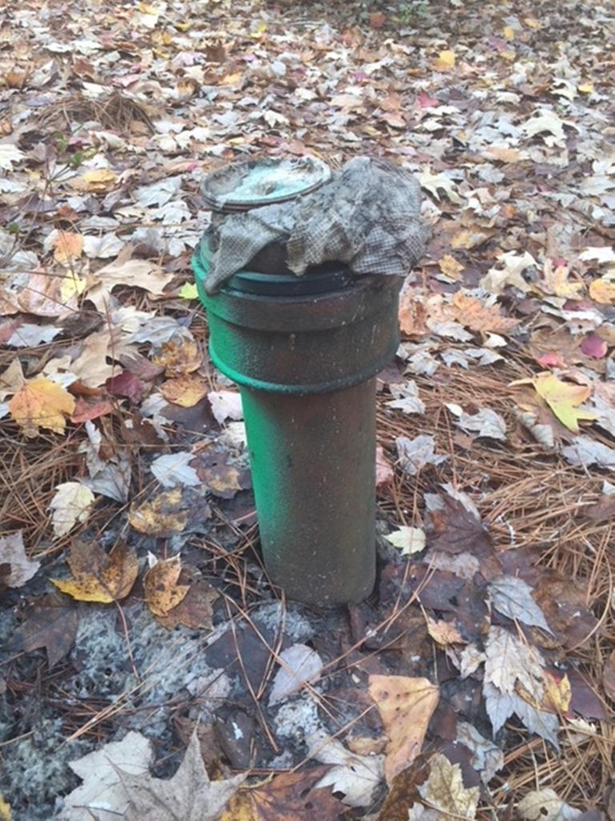 A blocked sewer cleanout in the Falconbridge neighborhood.