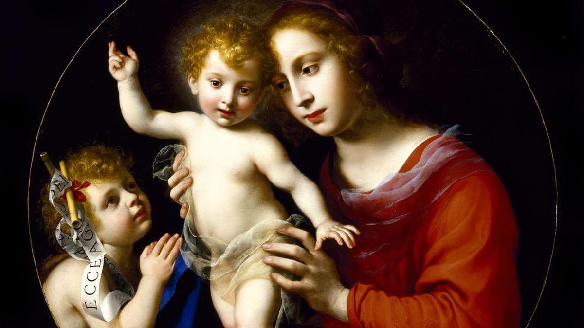 Carlo Dolci’s “The Virgin and Child with the Infant Saint John the Baptist,” ca. 1635. Oil on wood.