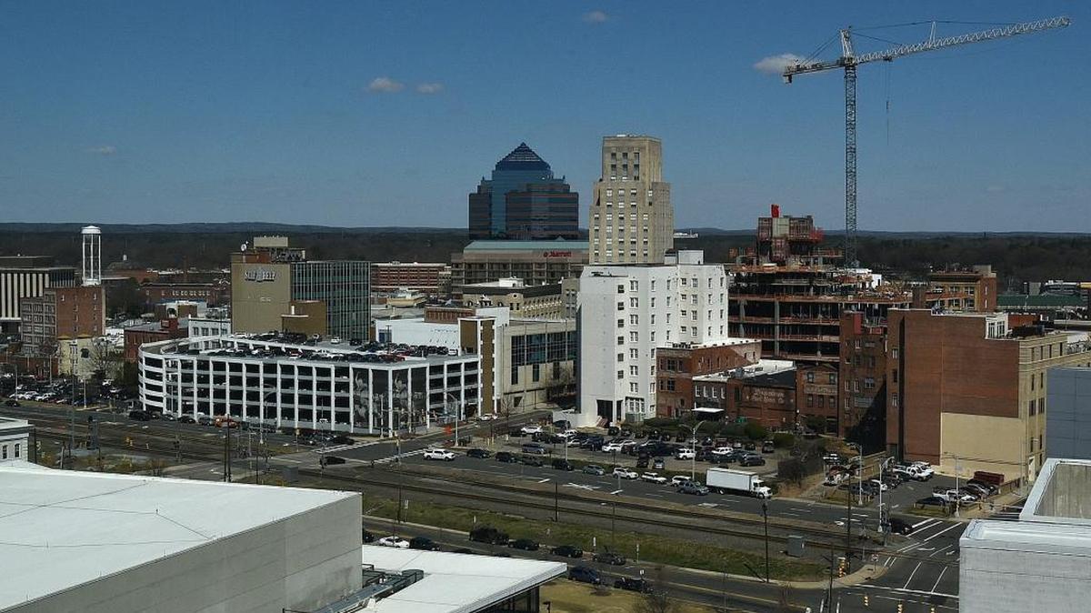 The Durham skyline changes day to day with the massive construction projects surrounding the downtown area. Here is a view from the 9th floor of the Durham County Courthouse shot March15, 2017.