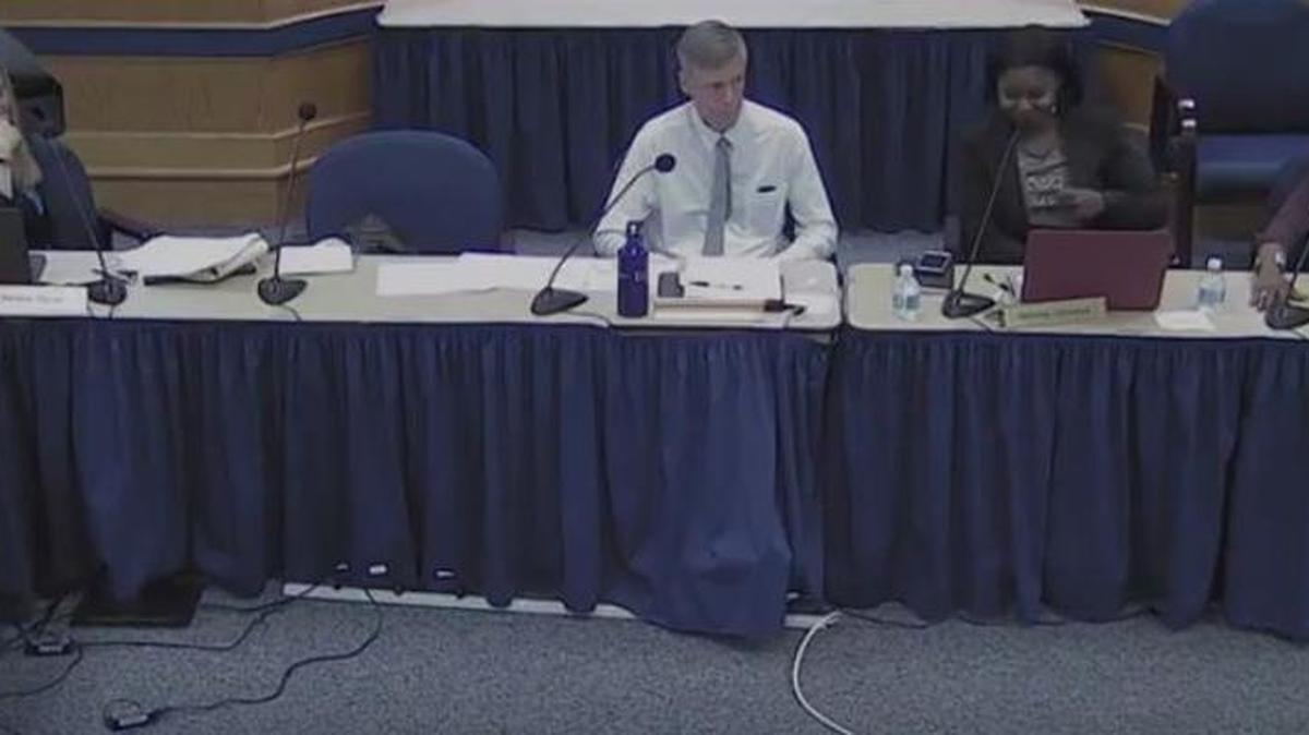 School board members discuss budget during a work session on May 11.