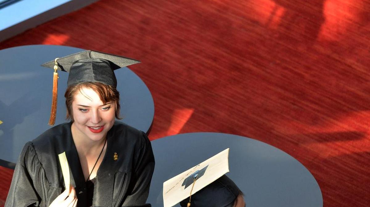 Shelby Brooks takes part in Durham Technical Community College’s 2017 commencement exercises at the Durham Performing Arts Center Wednesday night.