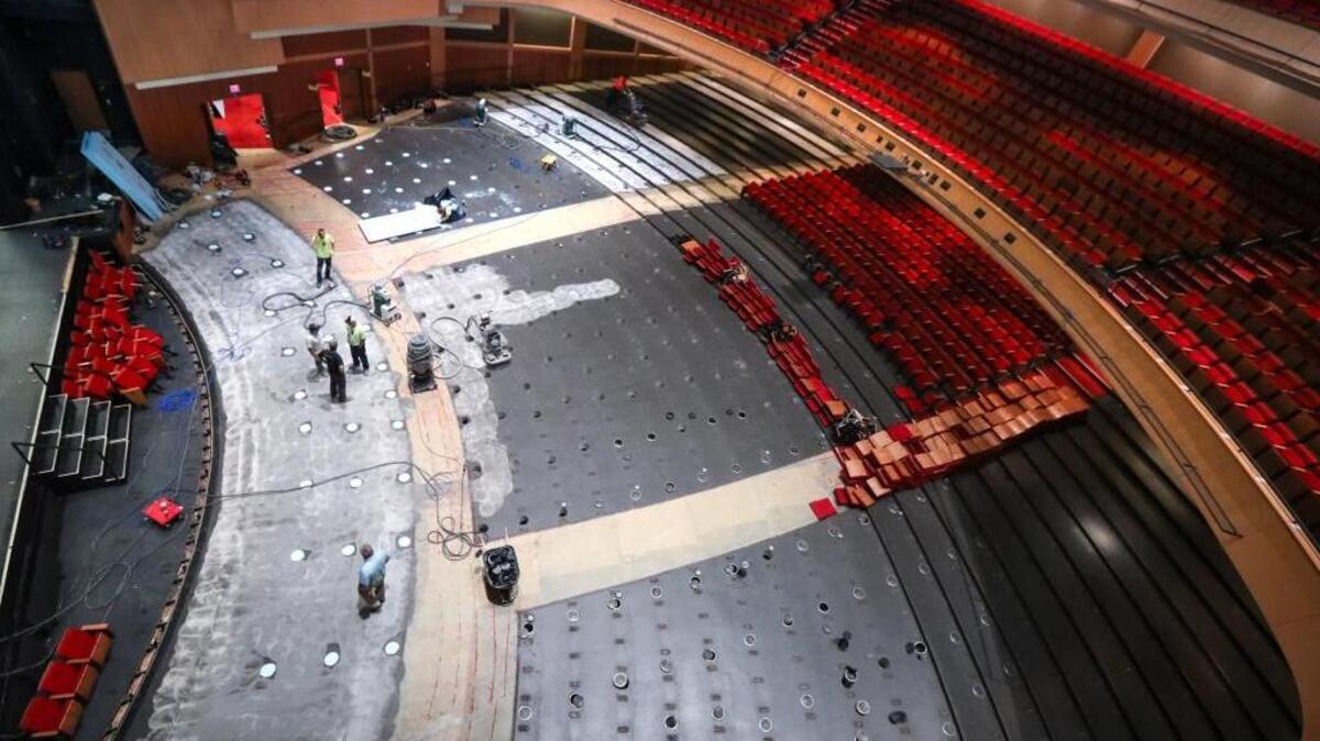 Seats have been removed at DPAC as part of an interior renovation project that began on Monday.