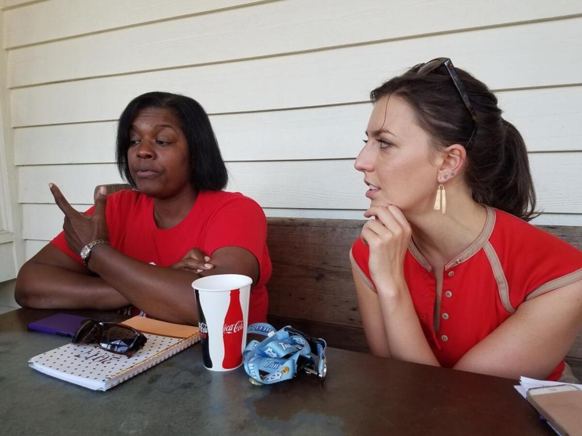 Durham educators and city resident Michelle Burton and Anca Stefan.