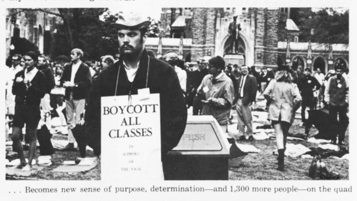The Silent Vigil was, in the midst of those wrenching divisions of 1968, singular in its dignified and nonviolent tactics, and would become an iconic moment in the history of student protests at Duke.