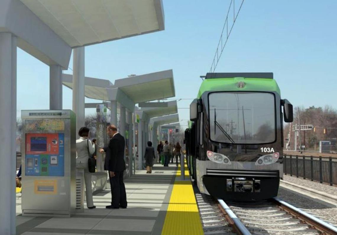 A GoTriangle illustration of a Durham-Orange Light Rail stop.