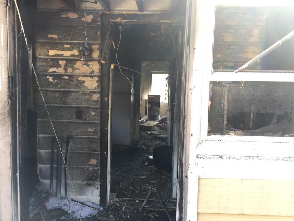 Fire damage inside of a duplex located at 405 Edward St. in Durham.