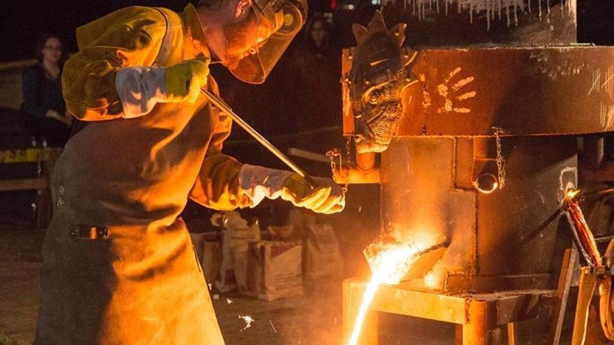 At the 2nd Annual Iron Pour, 1500 pounds of molten, 2500 degree iron will be poured into molds in a fiery display. The event takes place on Saturday, Nov. 18 from 4-9 p.m. at Durham’s Central Park.