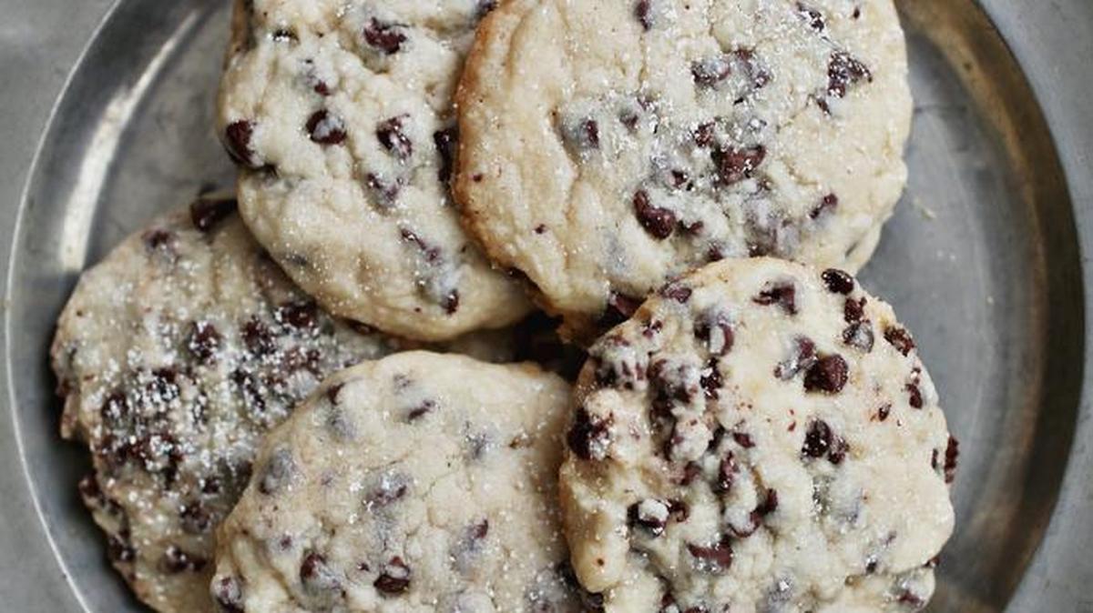 They are holiday treats for humans, but keep your dog away from chocolate. This is a photo of Kim Penniman's Snowflake Chocolate Chip Butter Cookies.