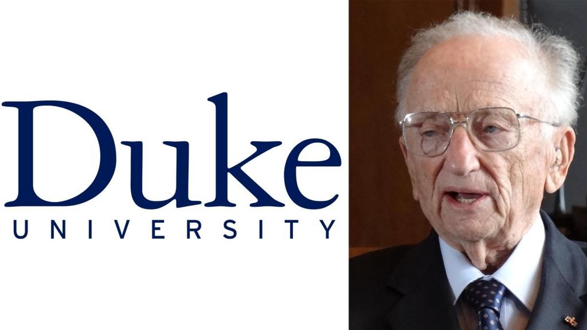 Ben Ferencz will speak at Duke’s Fleishman Commons at the Sanford School of Public Policy on Jan 31 (6-7 p.m.).