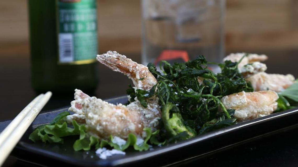 Salt and pepper shrimp, prepared by Chef Andrea Reusing at Lantern in Chapel Hill, N.C., Wednesday, April 10, 2013.