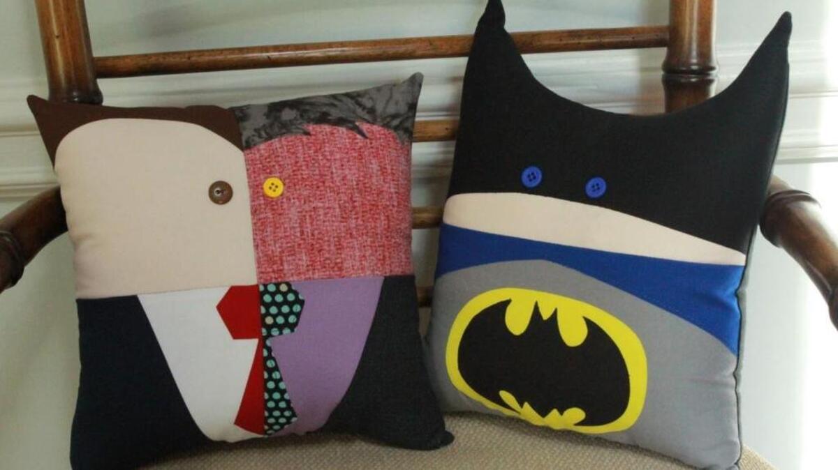 Crafts like Two-Face and Batman pillows by Marvelous Katastrophe will be offered during the GeekCraft Expo RDU at the Durham Armory Saturday.