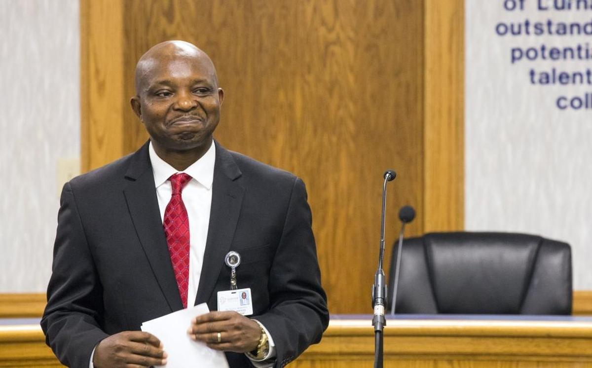 Durham Public Schools Superintendent Pascal Mubenga, pictured in 2017 when he was sworn in.