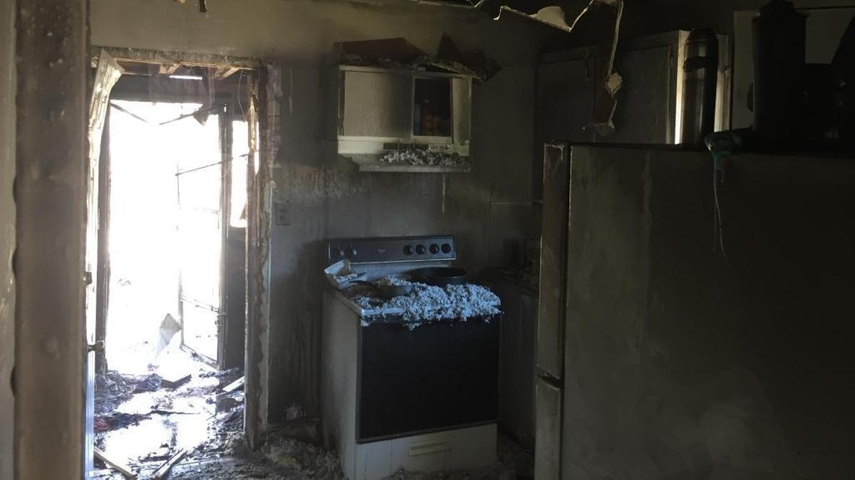 Damage caused by a cooking fire, inside of a duplex located at 405 Edward St. in Durham.
