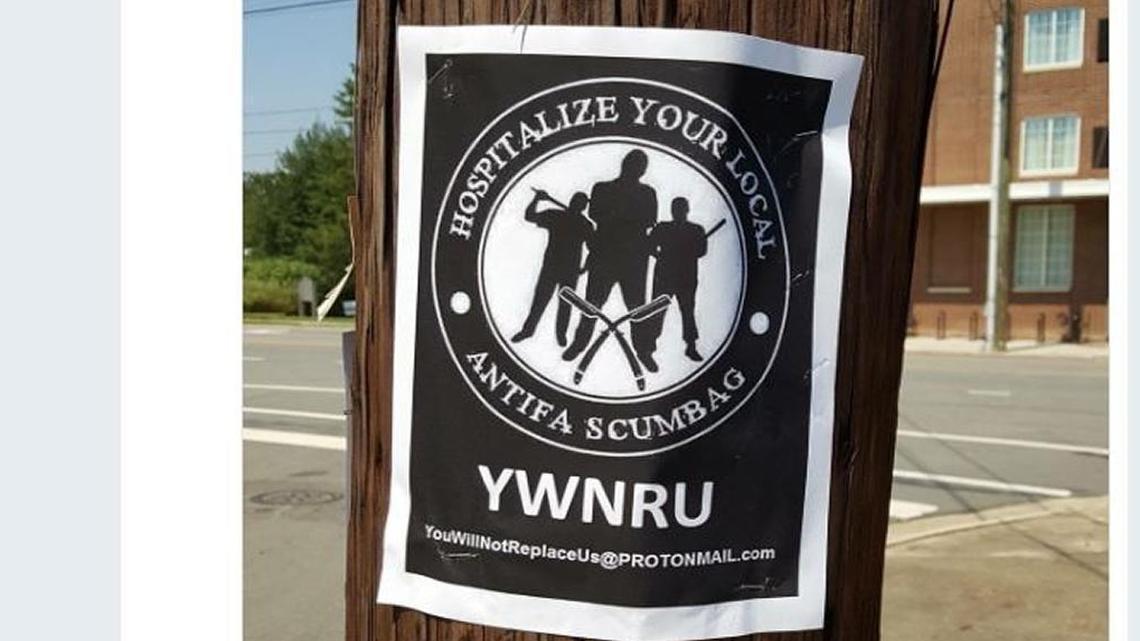 These signs advocating violence against anti-fascists have appeared in Durham and Chapel Hill.