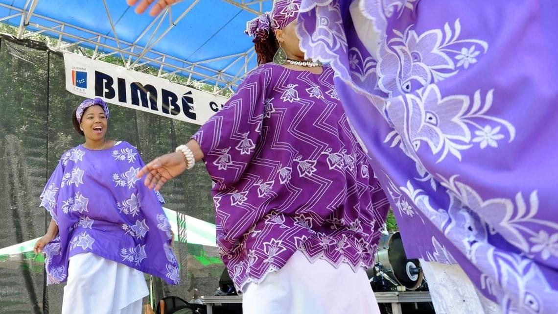 LeBrandy Johnson of the African American Dance Ensemble performs during the 48th annual Bimbé Cultural Arts Festival at Rock Quarry Park Saturday.