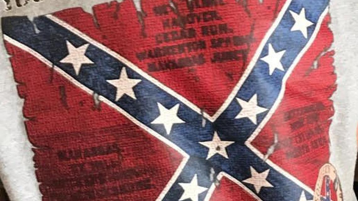 A student wore this t-shirt to Orange High School in March. It says, “If This Flag Offends You ... YOU NEED A HISTORY LESSON.” The Durham Public Schools is considering a change in its dress code that would ban such attire.