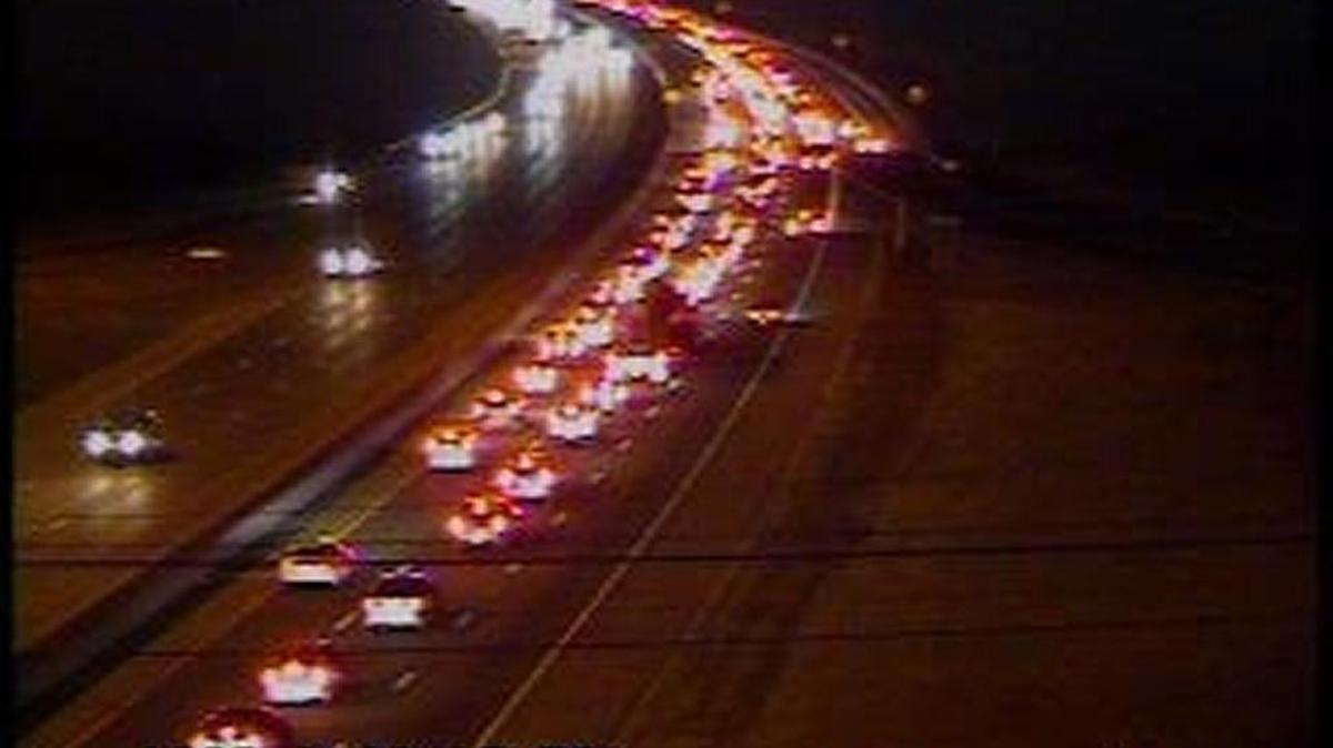 Traffic on Interstate 40 was backed up because of an accident on Saturday evening.
