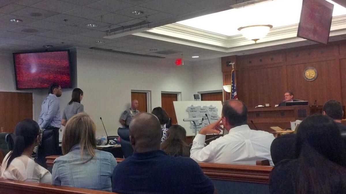Superior Court Judge A. Graham Shirley confers with defendant Bartholomew “Bart” Scott about his defense attorney’s admission to the jury Friday, May 19, 2017, that he did shoot Lew “Ron” Hood in Chapel Hill in 2014. Scott’s attorney argued that he had no choice but to defend himself.