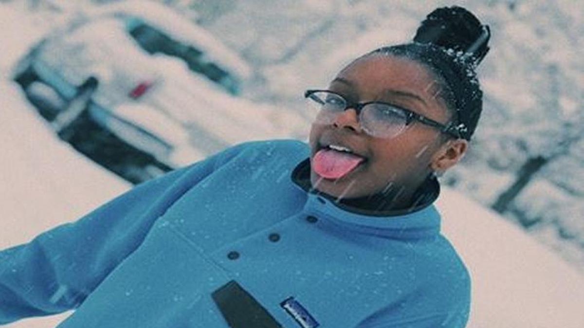 Kayla Orr, 13, in the snow.