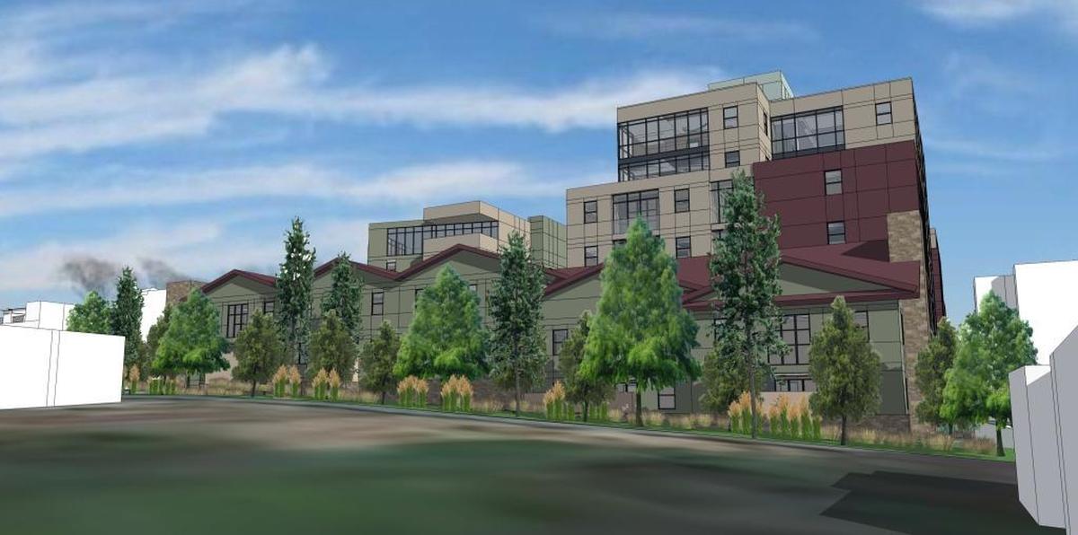 This artist’s rendering shows how much of the Amity Station mixed-use project proposed for West Rosemary Street in Chapel Hill could be seen by someone on Lindsay Street in the Northside neighborhood.