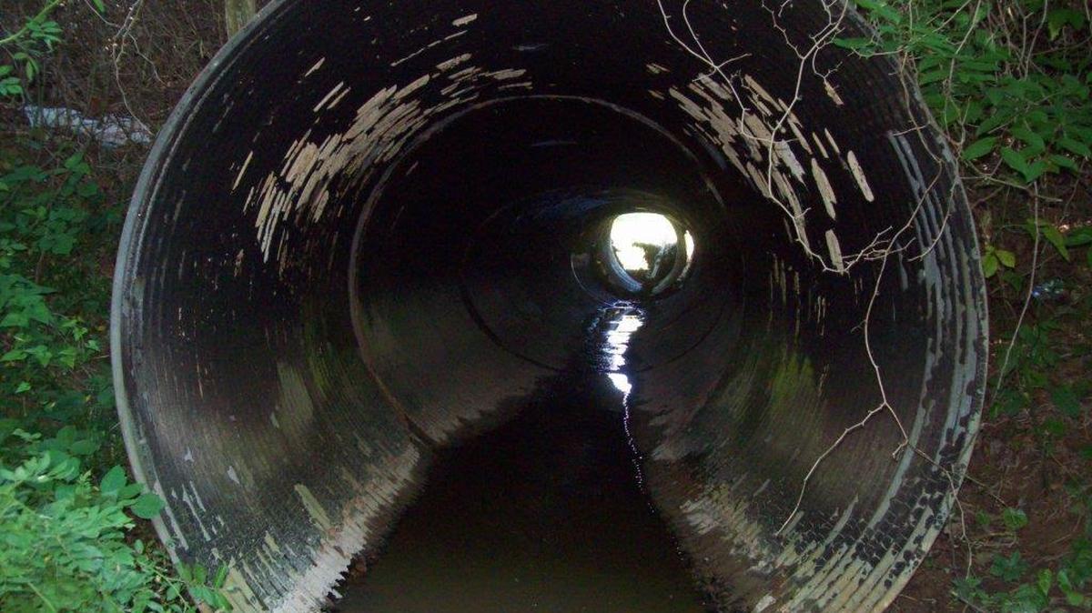 Pictured is the pipe under Schley Road in Orange County that will be replaced.