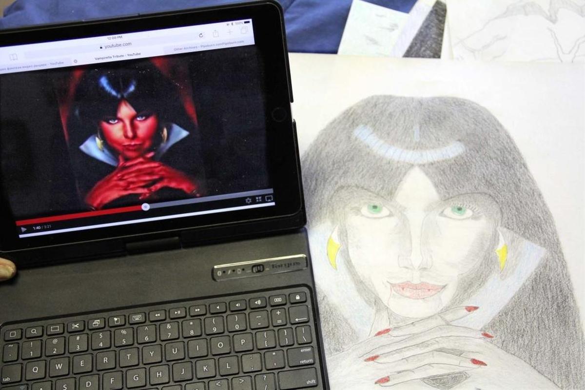 Joe Dixon drew super heroine Vampirella from this website illustration. The Stratford, 405 Smith Level Road, Chapel Hill, will hold an exhibit of Dixon's drawings Saturday, Dec. 16, 2017.