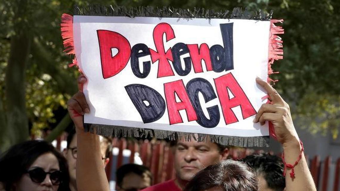 Deferred Action for Childhood Arrivals supporters protest outside the Immigration and Customs Enforcement office shortly after U.S. Attorney General Jeff Sessions’ announcement on Sept. 5 in Phoenix that the Trump administration was suspending the Deferred Action for Childhood Arrivals (DACA) effective after a six-month delay.