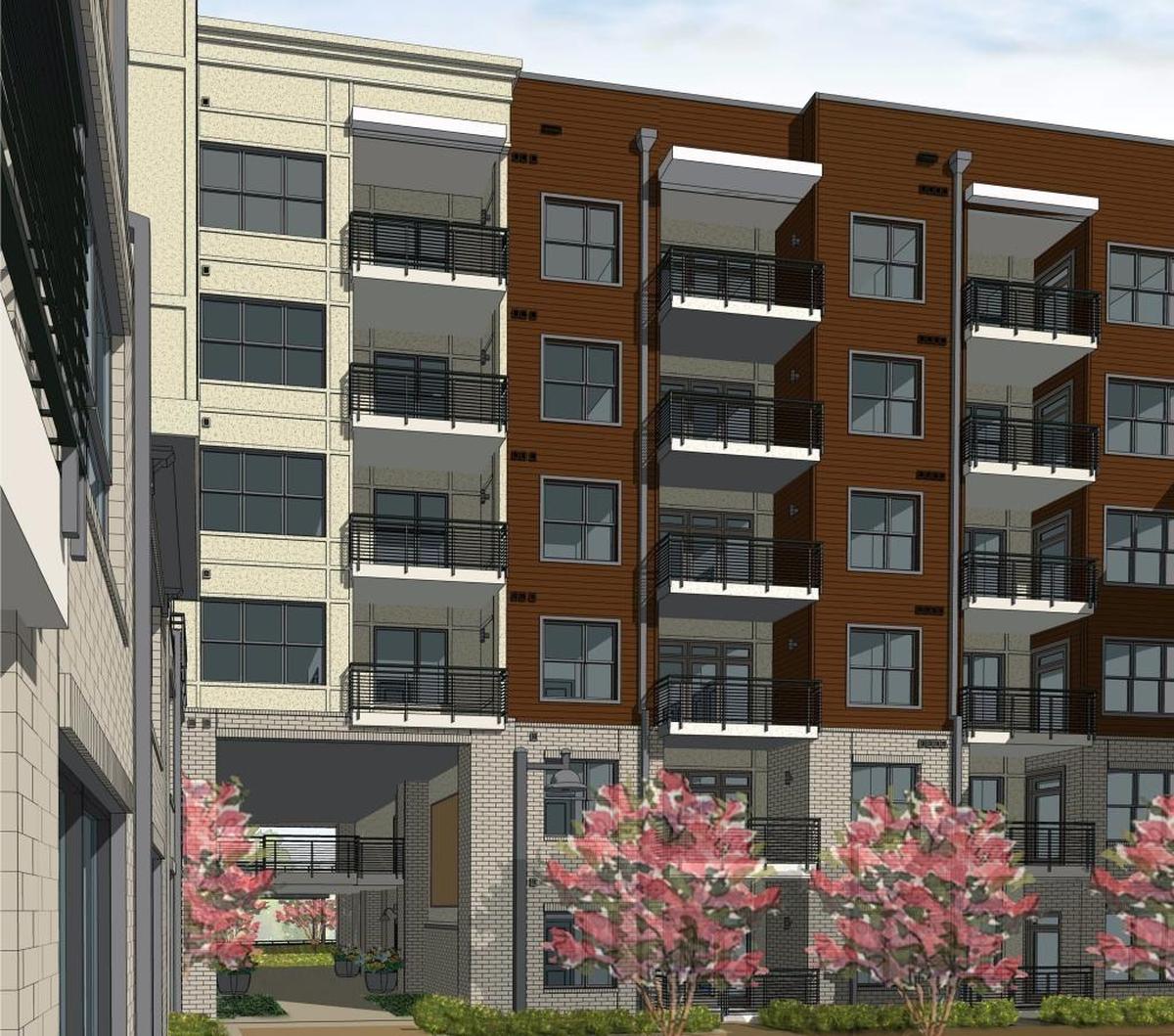 A pedestrian pass-through will connect residents and the public to the future Booker Creek Greenway behind the Fordham Boulevard Apartments.