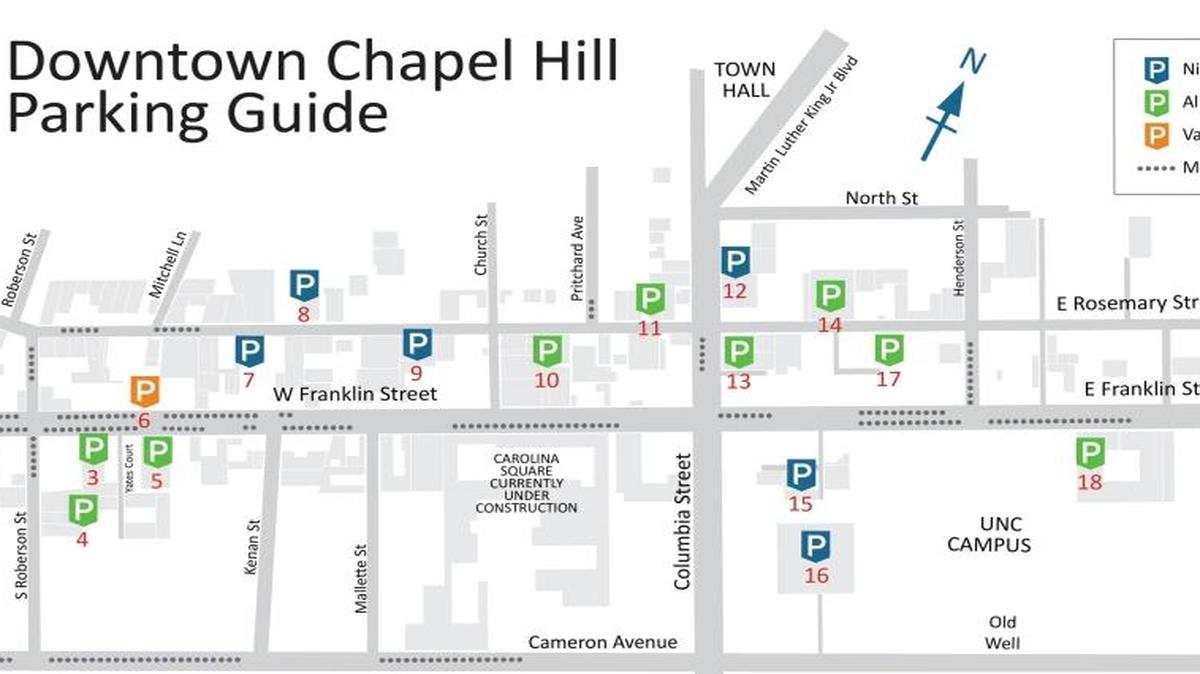 Get more details about parking in downtown Chapel Hill at parkonthehill.com.
