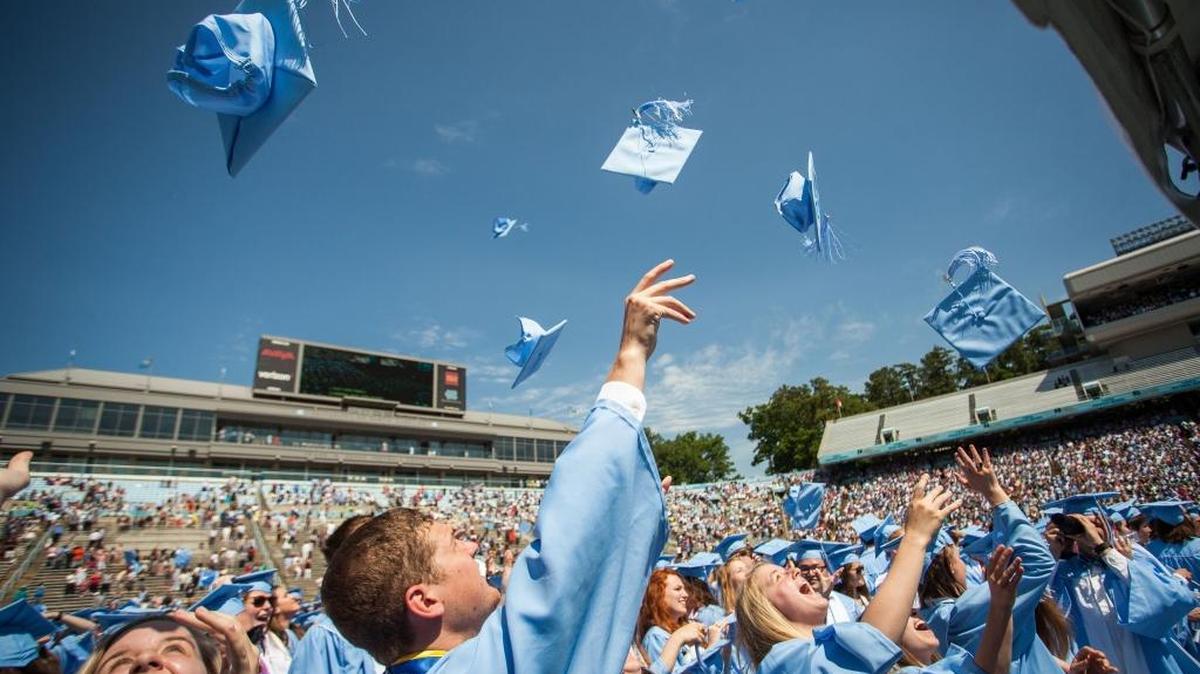 August and December graduates in UNC’s class of 2017 will receive their degrees on Sunday, Dec. 17, 2017, in the Dean E. Smith Center.