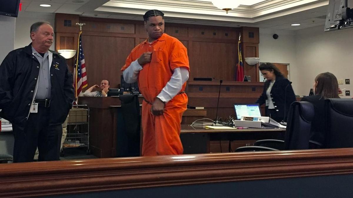 Defendant Bart Scott acknowledges supporters who were in Orange County Superior Court in Hillsborough for the beginning of his murder trial Monday, May 8, 2017. Jury selection is scheduled to begin Tuesday. Scott is accused in the fatal shooting of Lew Hahn “Ron” Hood on May 30, 2014, in Chapel Hill.