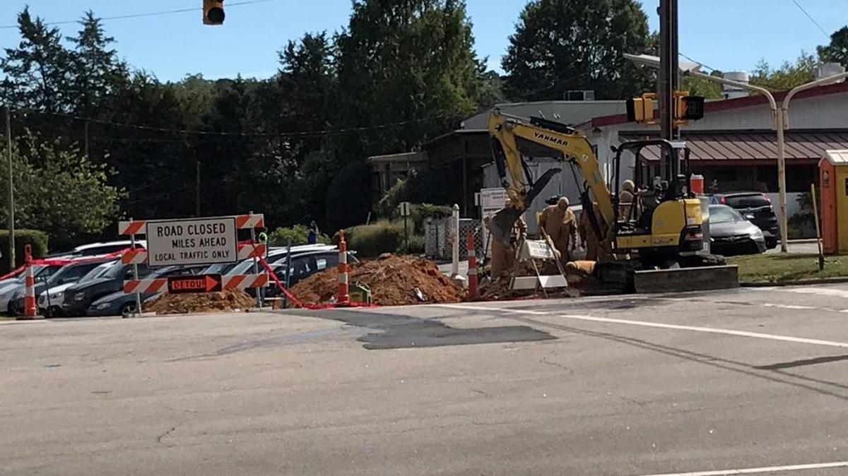 Workers repair the gas line in Chapel Hill.