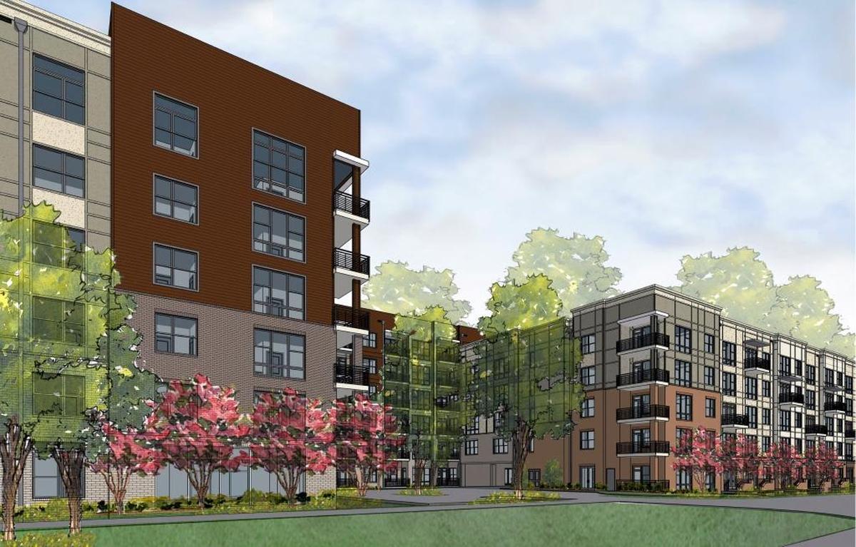 The Fordham Boulevard Apartments are under construction at the intersection of South Elliott Road and Fordham Boulevard. Ram Realty considered commercial space in the apartment building but rejected it because traffic would have been difficult, officials said.
