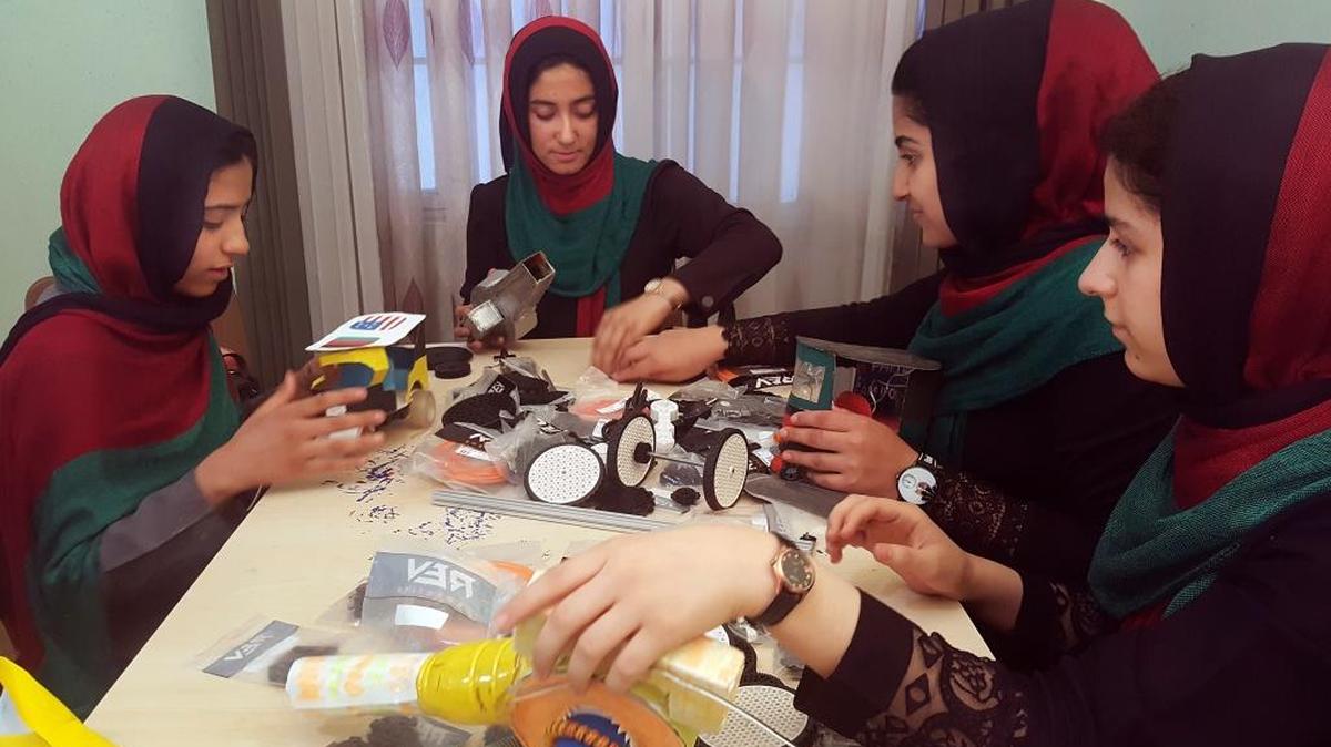 Teens from the Afghanistan Robotic House, a private training institute, practice at the Better Idea Organization center, in Herat, Afghanistan. U.S. President Donald Trump intervened to allow the group of Afghan girls into the country to participate in a robotics competition. White House spokeswoman Sarah Huckabee Sanders confirmed the president’s intervention. The six female students from Afghanistan had hoped to participate in an international robotics competition this month, but their visa applications to enter the U.S. were denied twice.