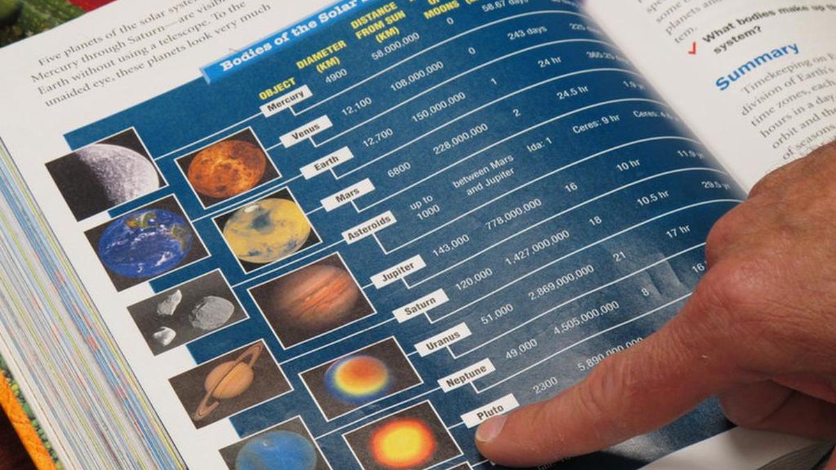 A science textbook used in Hardin County schools in 2012 still listed Pluto as a full-fledged planet – six years after it was reclassified as a dwarf planet.