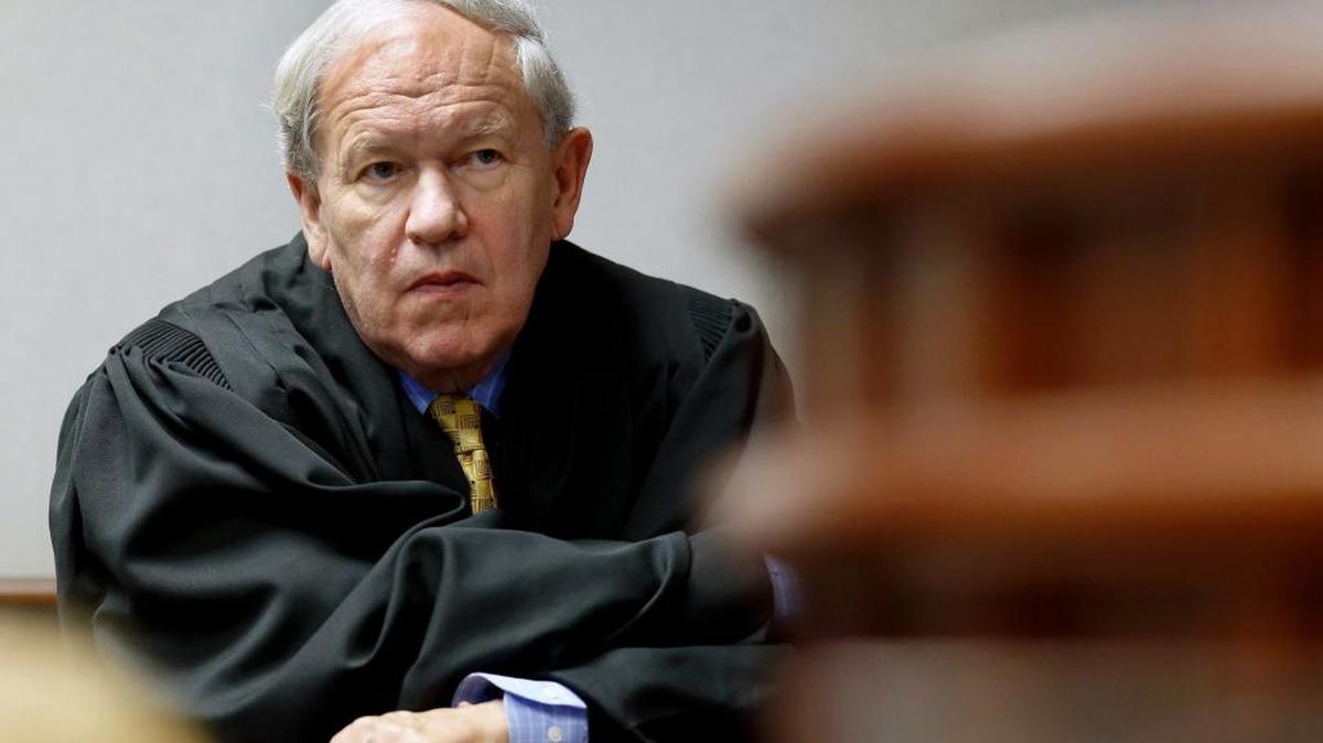 Superior Court Judge Howard Manning listens as a witness testifies at a Leandro education hearing in 2015.