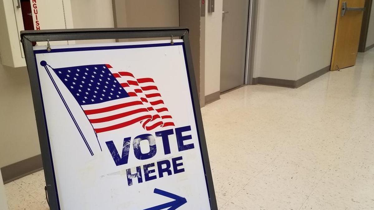 A voting sign in the Durham County Board of Elections office in downtown Durham. Election Day is Nov. 7.