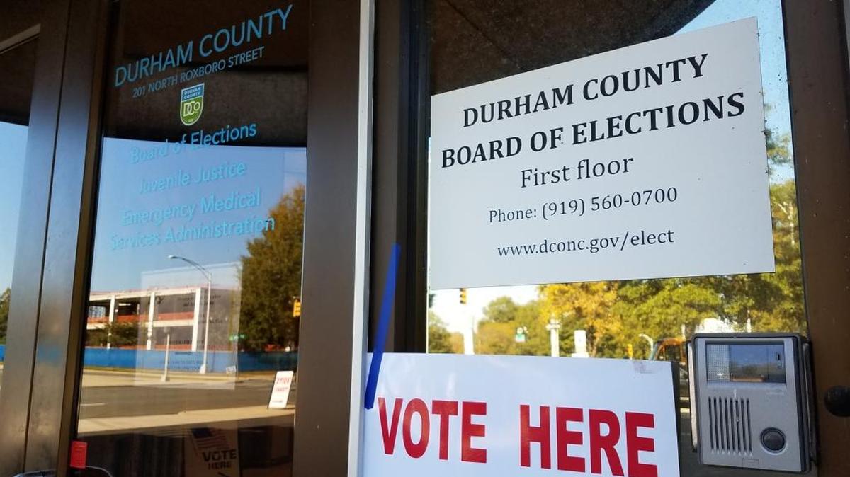 The Durham County Board of Elections office downtown is an early voting site and the site of tension between campaign supporters.