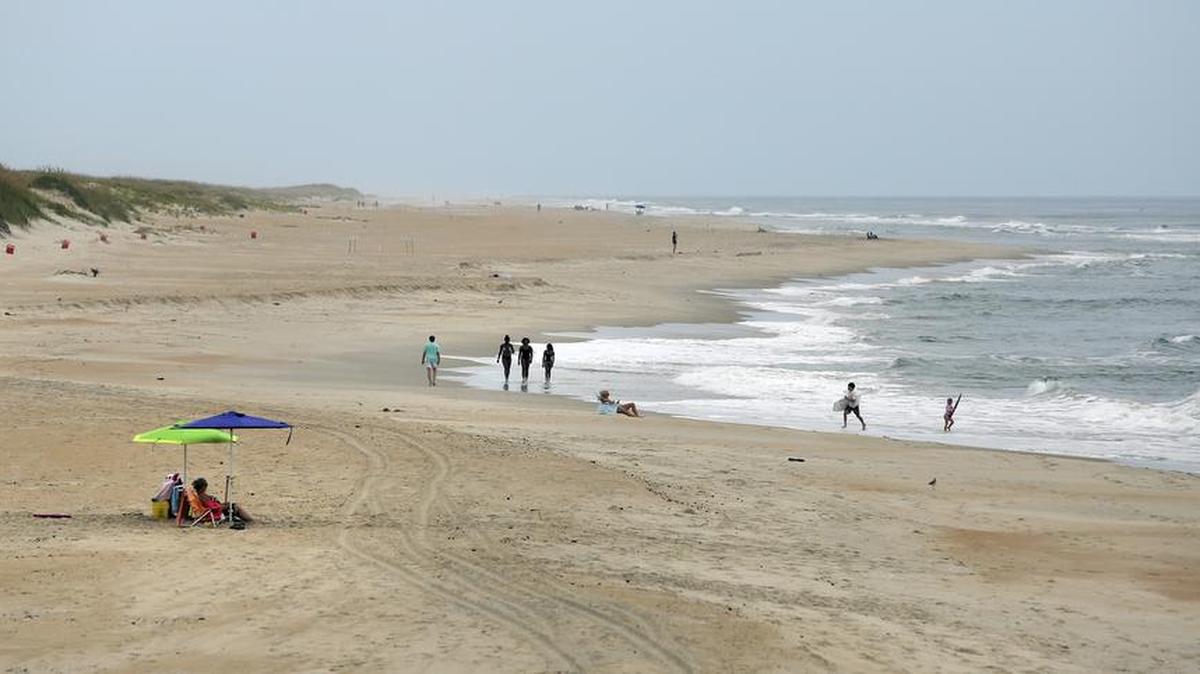 The beach in Avon on Hatteras Island was all but barren this week after tourists were forced to evacuate because of a power outage.