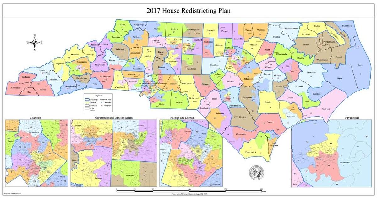 North Carolina lawmakers released this proposed state House map on Saturday, August 19, 2017.