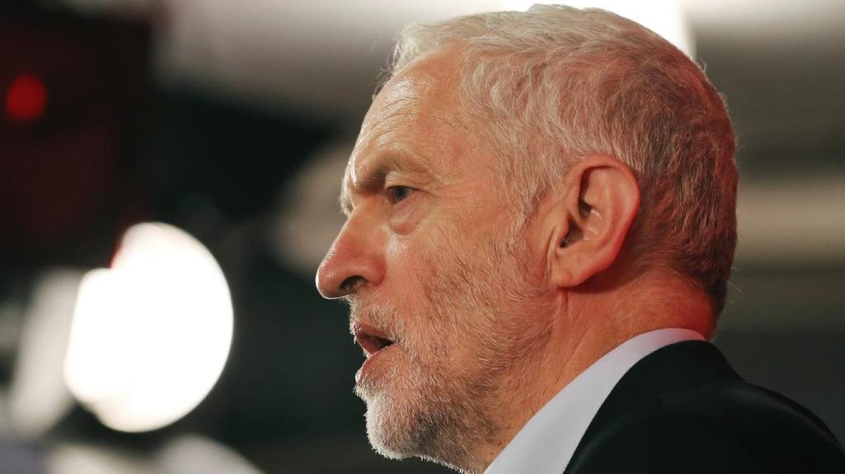 Britain's Labour party leader Jeremy Corbyn speaks during a General Election campaign visit in Hull northern England Monday May 22, 2017. (Chris Radburn/PA via AP)