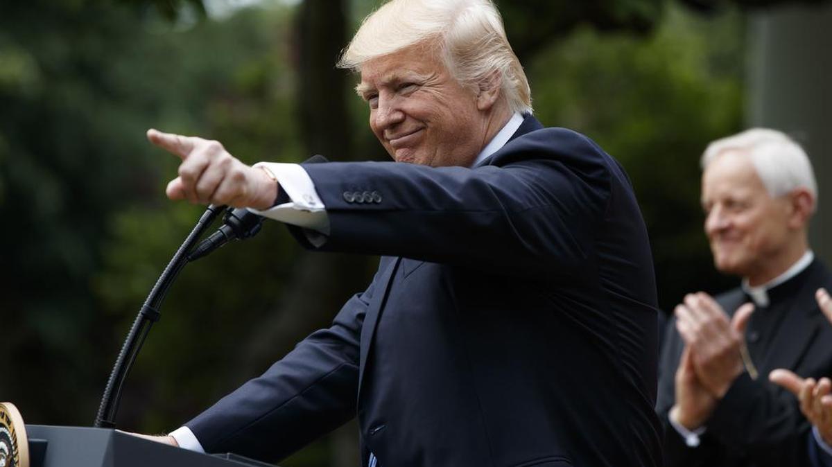 President Donald Trump speaks in the Rose Garden of the White House in Washington, Thursday, May 4, 2017.