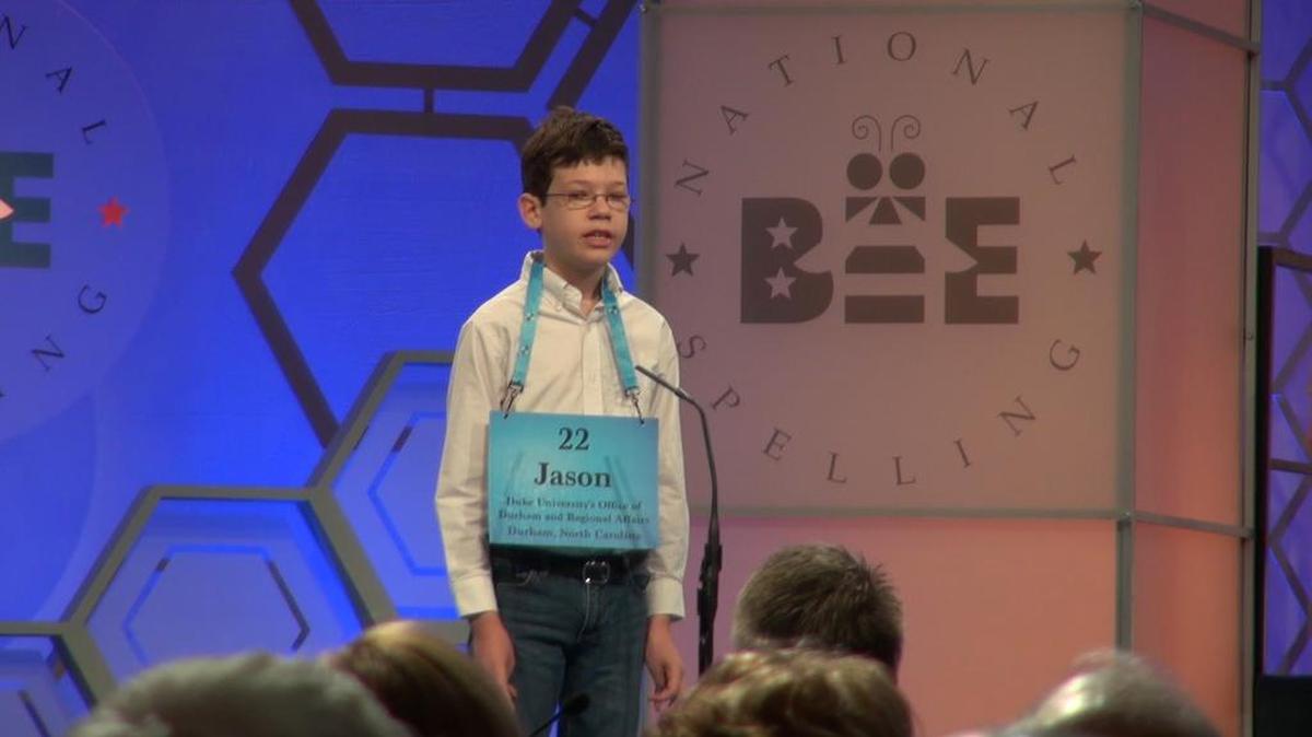 Durham speller Jason Sorin competes at the Scripps National Spelling Bee Wednesday, May 31.