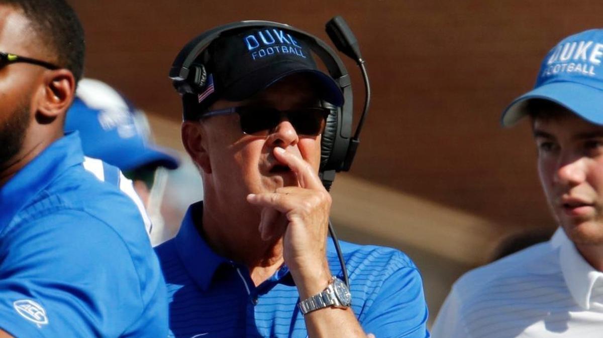 Duke coach David Cutcliffe watches as his Blue Devils beat UNC on Sept. 23.
