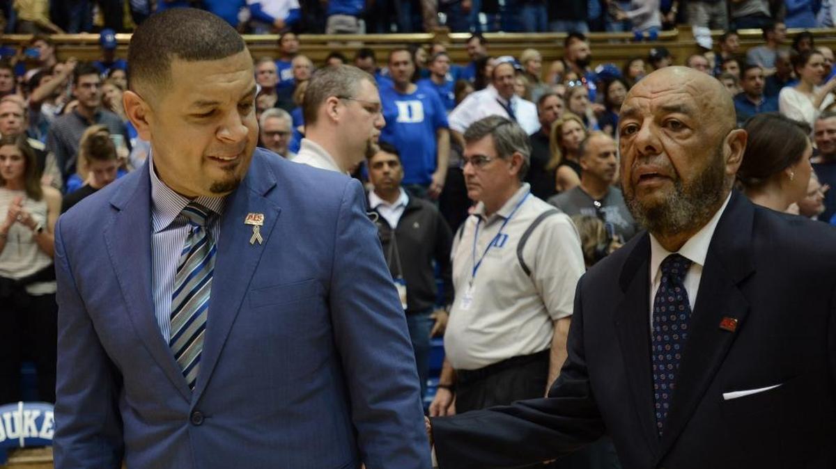 Duke’s Jeff Capel III and his father, Jeff Capel Jr., leave the court after Duke’s win over Wake Forest in February. The elder Capel died Monday at 64.