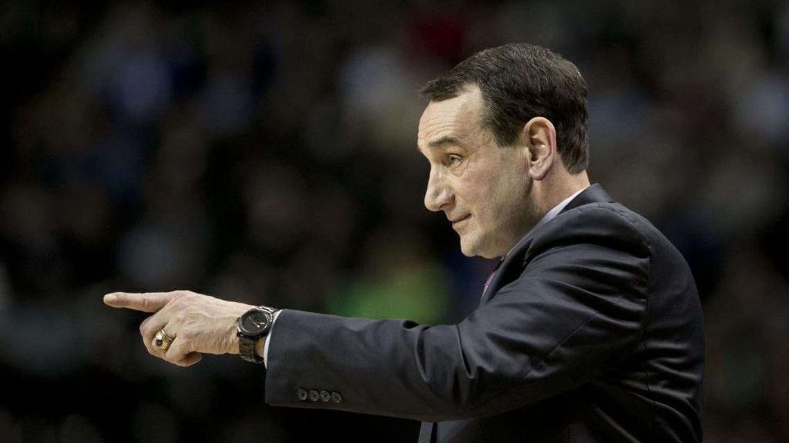Duke coach Mike Krzyzewski directs his team during the ACC tournament final on March 11. The Blue Devils will play two regular-season games in New York next season.