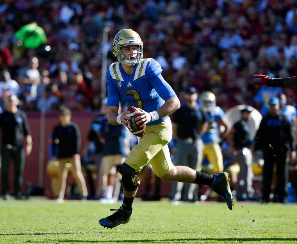 UCLA quarterback Josh Rosen looks for a receiver against Southern California in 2015.